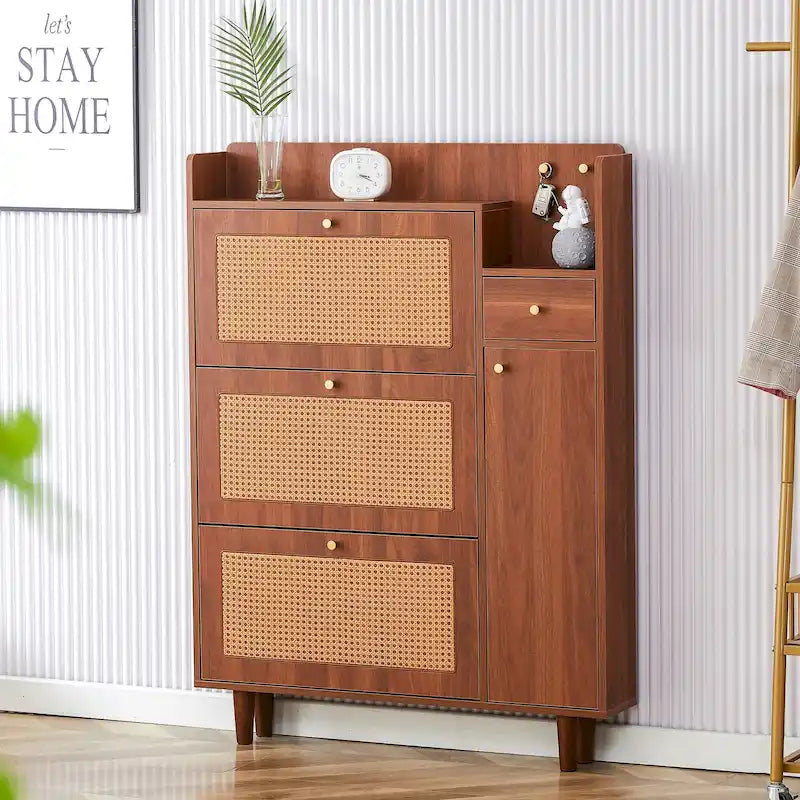 Armadietto moderno minimalista, scarpiera giapponese in rattan, armadietto da letto, piccolo mobile per la casa
