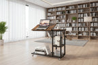 C Shaped End Table Height Adjustable Mobile Couch Desk with Wheels
