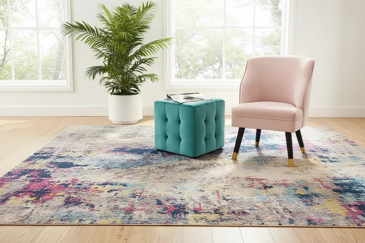 Harmony Teal Velvet Upholstered Tufted Cube Ottoman