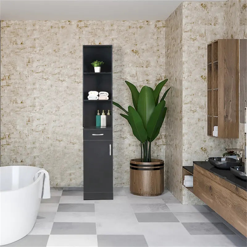 Mobile bagno alto con 1 anta, 1 cassetto e 3 scomparti
