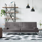 Divano letto pieghevole con portabicchieri, in similpelle - 200 x 89 x 70 cm